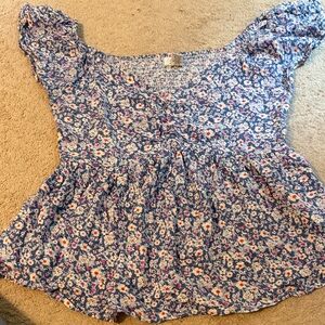 Jeep Blue Floral Women's Blouse